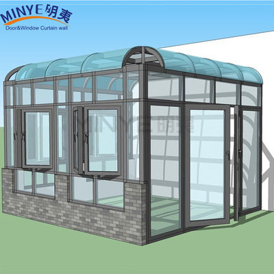 フラット屋根デザインと熱断熱 アルミ製隔熱屋根のオールシーズンガラスハウス