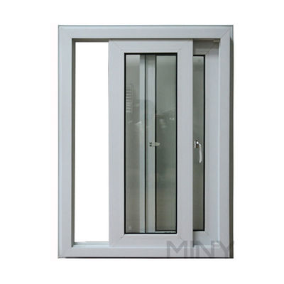 UPVC PVC ダブルガラスのスライド窓と窓 ファイバーグラススクリーン網材