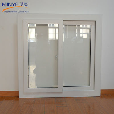 UPVC PVC ダブルガラスのスライド窓と窓 ファイバーグラススクリーン網材