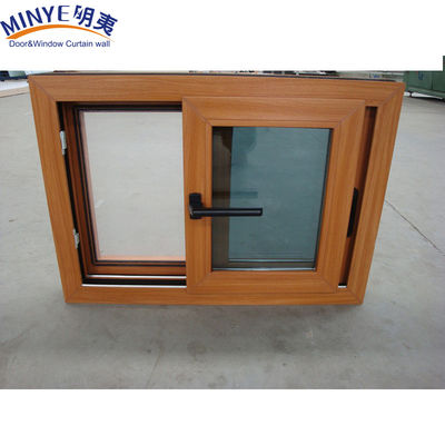 防音プラスチックフレーム UPVC/PVC 滑り窓 木色のダブルガラス