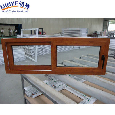 防音プラスチックフレーム UPVC/PVC 滑り窓 木色のダブルガラス