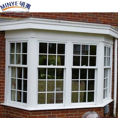 UPVC マニュアル垂直滑り窓 テンパールガラスとファイバーグラススクリーンネット