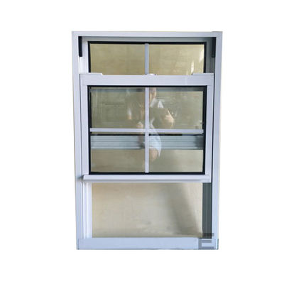 UPVC マニュアル垂直滑り窓 テンパールガラスとファイバーグラススクリーンネット