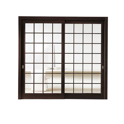 商用ガラスドア 木の穀物色 アルミ合金 スライドドア 日本様式