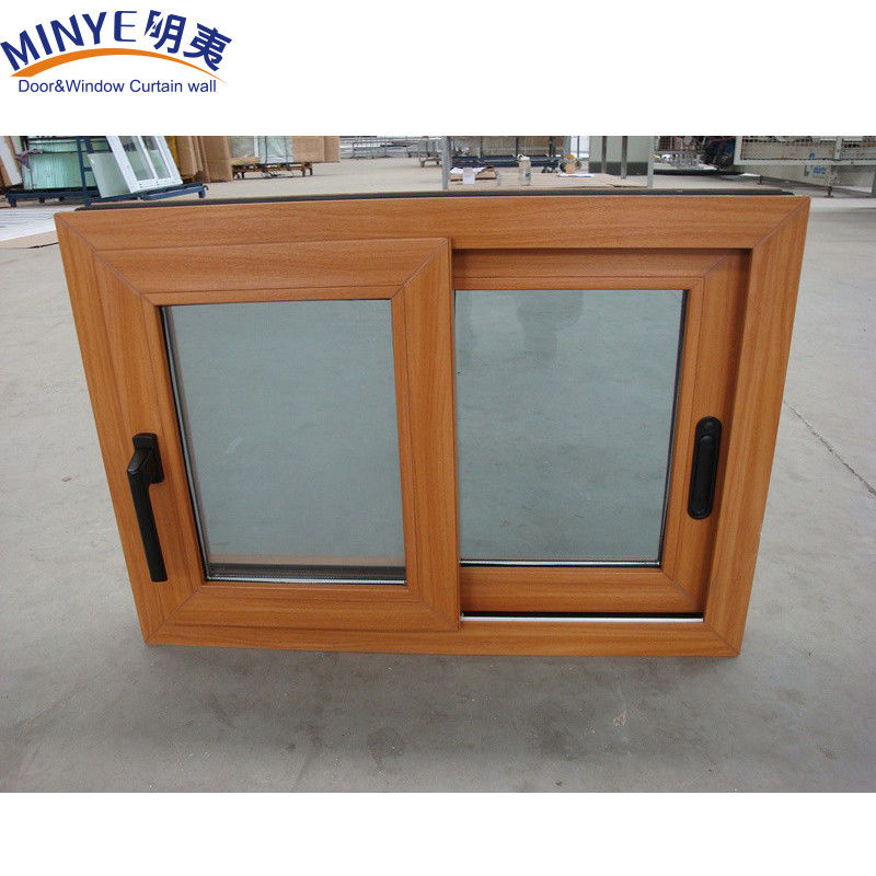 防音プラスチックフレーム UPVC/PVC 滑り窓 木色のダブルガラス